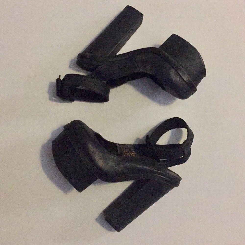 tba Leather Block Heel Platform Ankle Strap 6